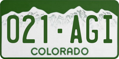 CO license plate 021AGI