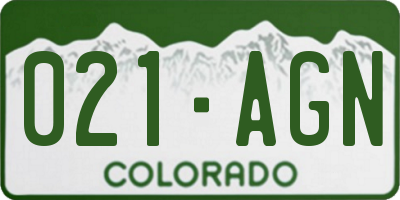 CO license plate 021AGN