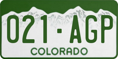 CO license plate 021AGP