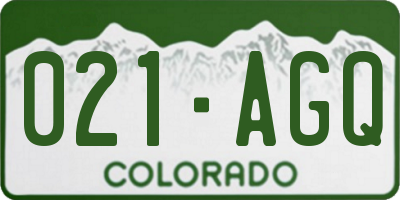 CO license plate 021AGQ