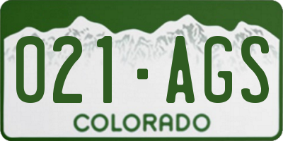 CO license plate 021AGS