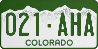 CO license plate 021AHA