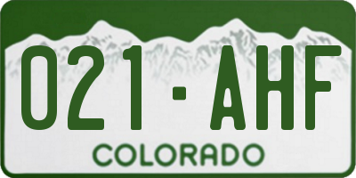 CO license plate 021AHF