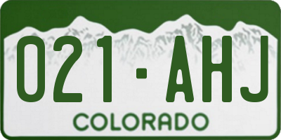 CO license plate 021AHJ