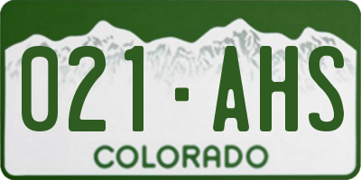 CO license plate 021AHS