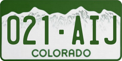 CO license plate 021AIJ