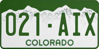 CO license plate 021AIX