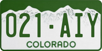 CO license plate 021AIY