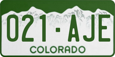 CO license plate 021AJE