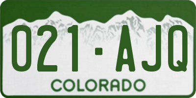 CO license plate 021AJQ