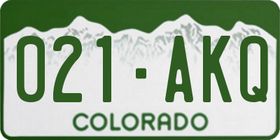 CO license plate 021AKQ