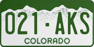 CO license plate 021AKS