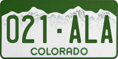 CO license plate 021ALA
