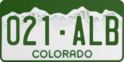 CO license plate 021ALB
