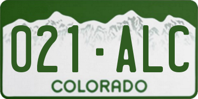CO license plate 021ALC