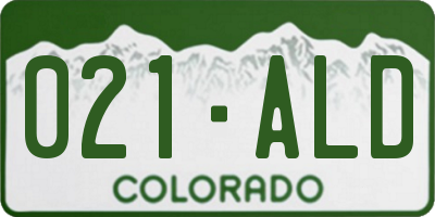 CO license plate 021ALD