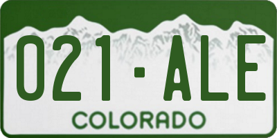 CO license plate 021ALE