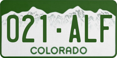 CO license plate 021ALF