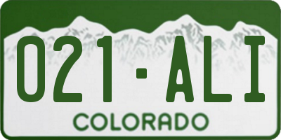 CO license plate 021ALI