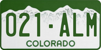 CO license plate 021ALM
