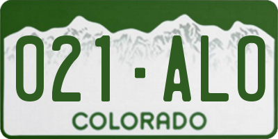 CO license plate 021ALO