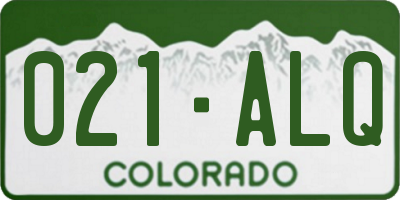 CO license plate 021ALQ