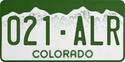 CO license plate 021ALR