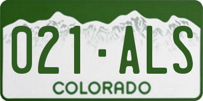 CO license plate 021ALS