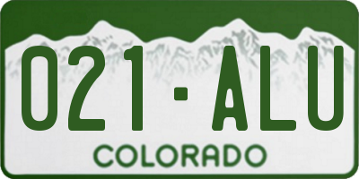 CO license plate 021ALU
