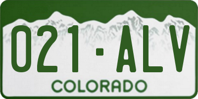 CO license plate 021ALV