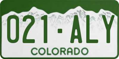 CO license plate 021ALY