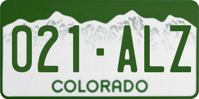 CO license plate 021ALZ