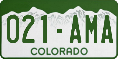 CO license plate 021AMA