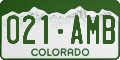 CO license plate 021AMB