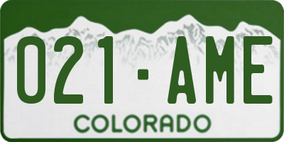 CO license plate 021AME