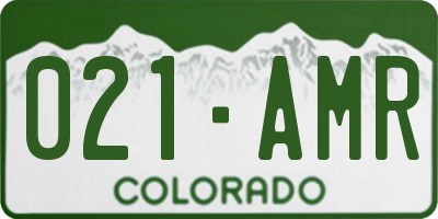 CO license plate 021AMR