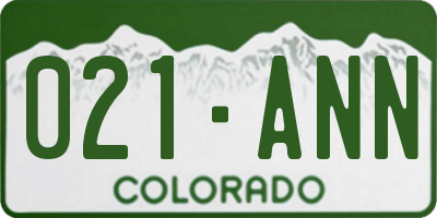 CO license plate 021ANN