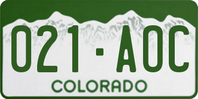 CO license plate 021AOC