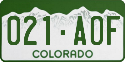 CO license plate 021AOF