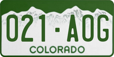 CO license plate 021AOG