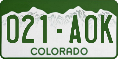CO license plate 021AOK
