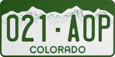 CO license plate 021AOP