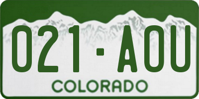 CO license plate 021AOU