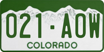 CO license plate 021AOW