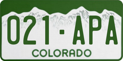 CO license plate 021APA