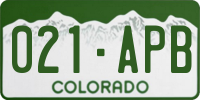 CO license plate 021APB