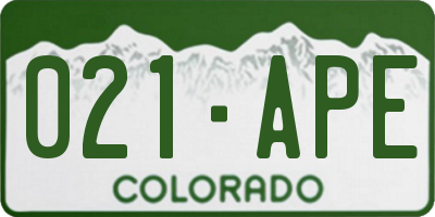 CO license plate 021APE