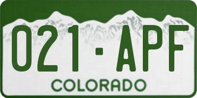CO license plate 021APF