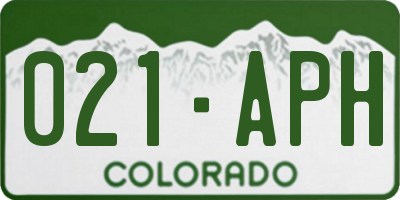CO license plate 021APH