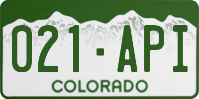 CO license plate 021API